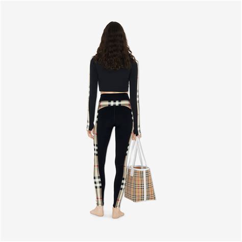 women burberry leggings|check trim stretch jersey leggings.